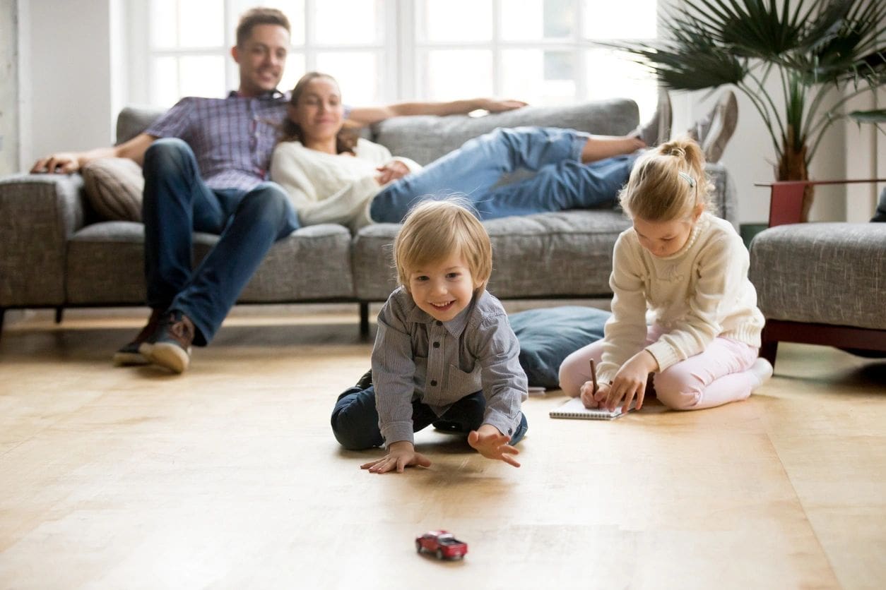 family enjoying clean floor